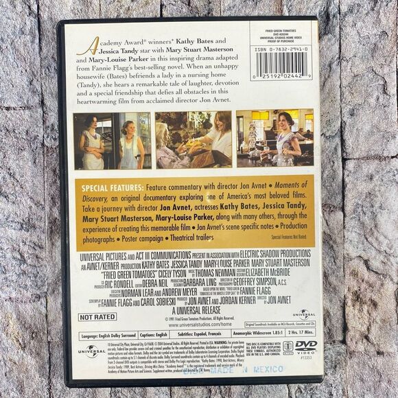Fried Green Tomatoes DVD Kathy Bates Jessica Tandy Not Rated - Picture 3 of 3